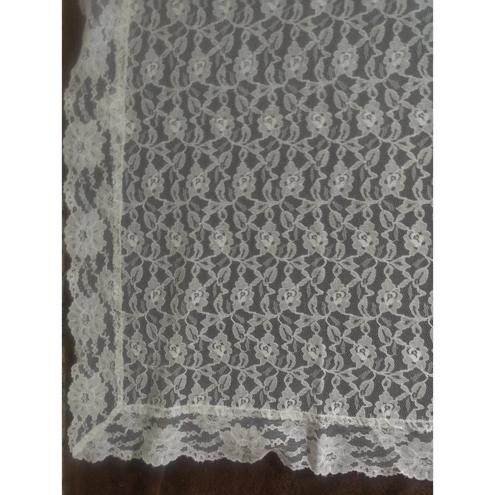Vintage Irish Lace Blanket Pure Cotton Floral Christening Shawl White Lace